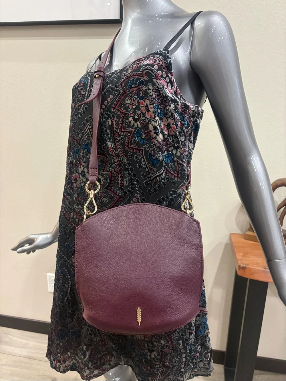 Burgundy Thacker Leather Crossbody Bag